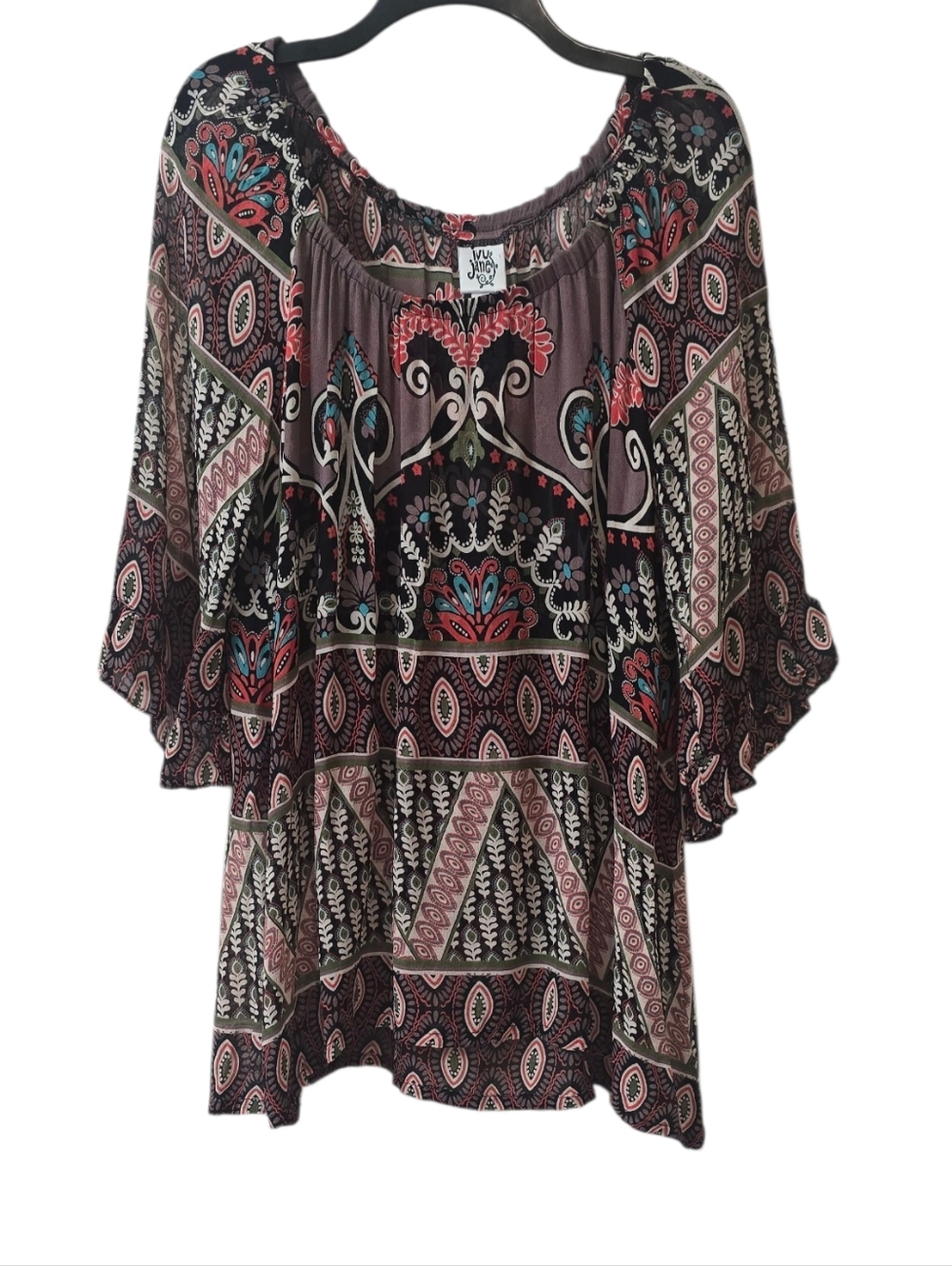 Ivy Jane Boho Floral Print Peasant Top - Size S